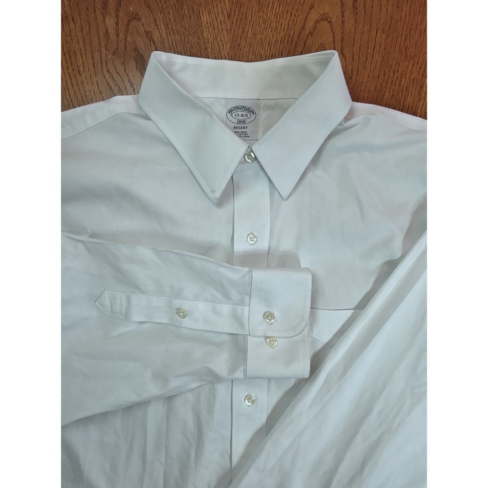 Brooks Brothers 1818 Regent Non-iron Cotton Shirt Men's 17 4/5 Long Sleeve White